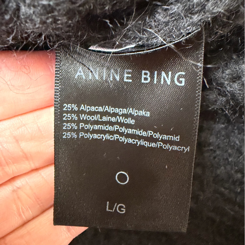 ANINE BING Sydney ALPACA Wool Sweater Womens Large Crew Neck Relaxed Fit Black - Picture 5 of 8